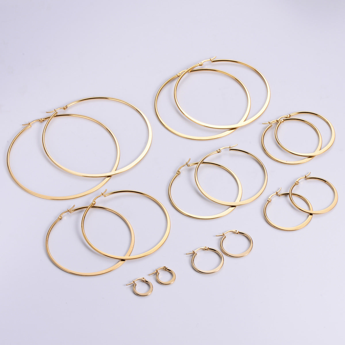 Wholesale Stainless steel large hoop earrings simple ring earrings